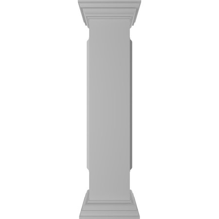 EKENA MILLWORK 8"W x 40"H Straight Newel Post with Panel, Peaked Capital & Base Trim (Installation kit included) NWL08X40SPP0B0